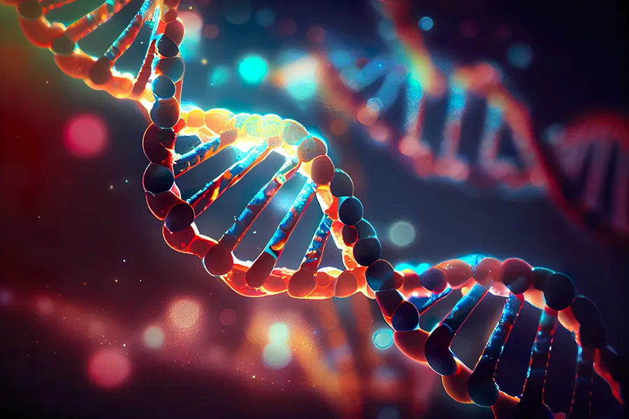 3D illustration of a DNA genetic strand. Get Medical Genetic Testing from Tanya Zboril, NP of TBT Medical in Edmonton.